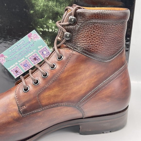 MAGNANNI PEYTON II 'MADE IN SPAIN' CALFSKIN LEATHER CAP TOE BOOT (SIZE 10.5) - Picture 5 of 11